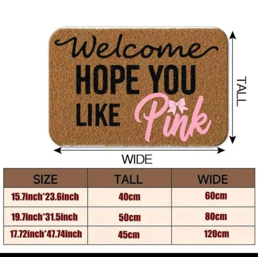 Welcome Doormat - Black and Pink LARGE